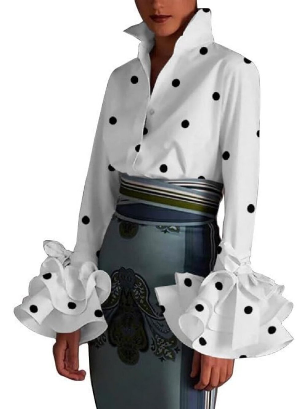 Chic Women's Long Sleeve Button Down Shirt - Solid Work Blouse for Office